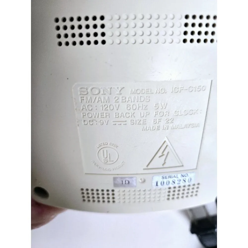 Vintage Sony ICF-C150 Digicube Ivory Alarm Clock AM/FM Radio Works Great